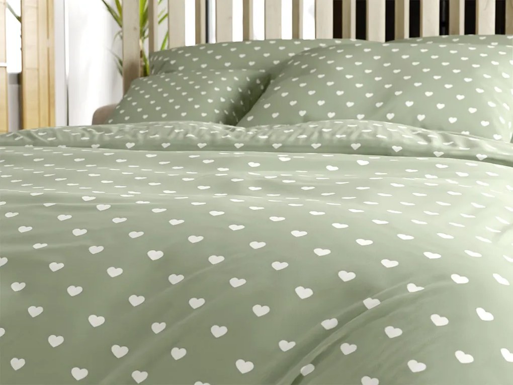 Lenjerie de pat policoton SAGHEARTS POLY verde Dimensiune lenjerie de pat: 70 x 90 cm | 140 x 220 cm