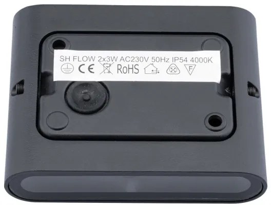 Aplică perete exterior LED FLOW 2xLED/3W/230V IP54 negru