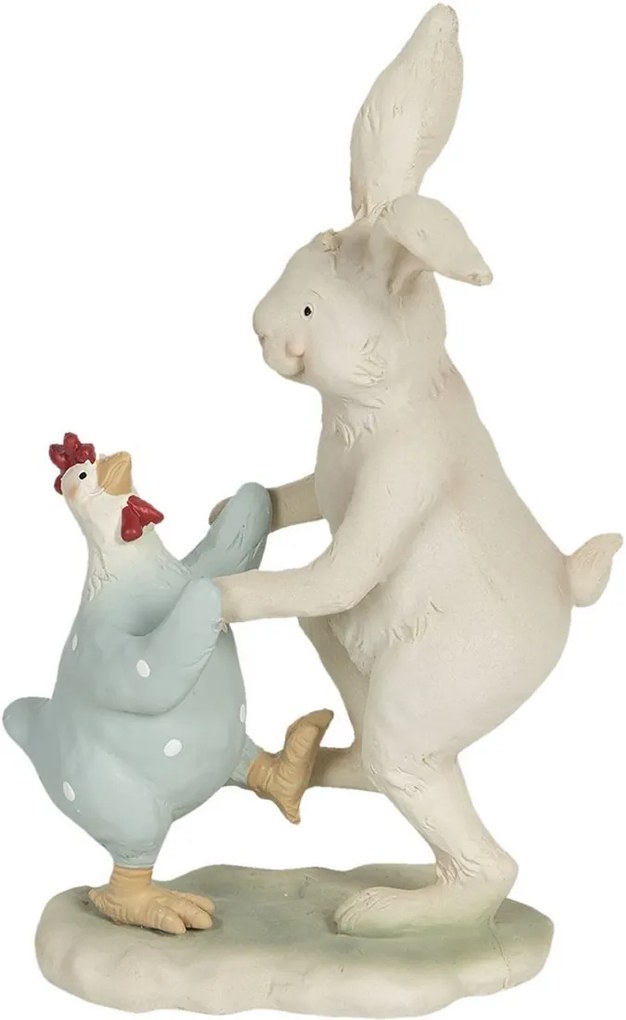 Figurina Iepuras si Gaina Paste din polirasina 12 cm x 7 cm x 19 h