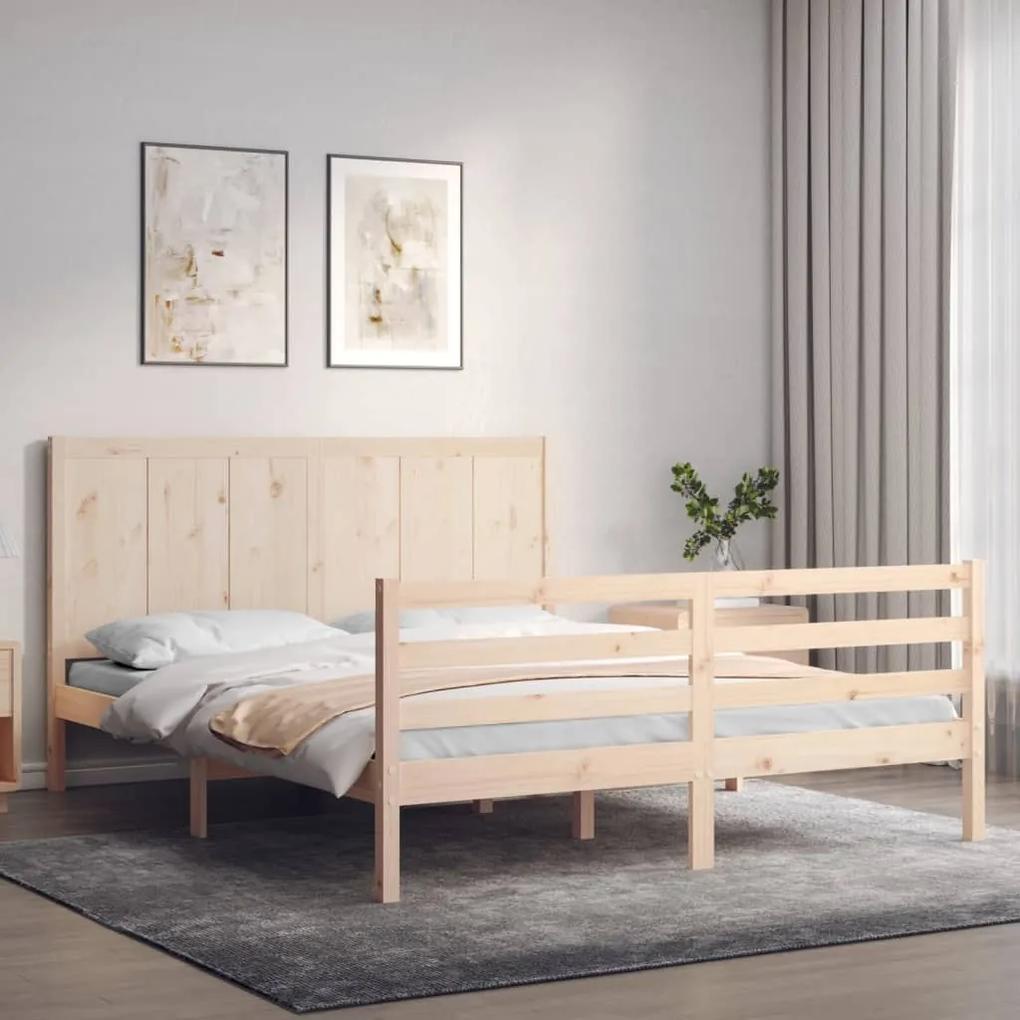 3194511 vidaXL Cadru de pat cu tăblie, king size, lemn masiv