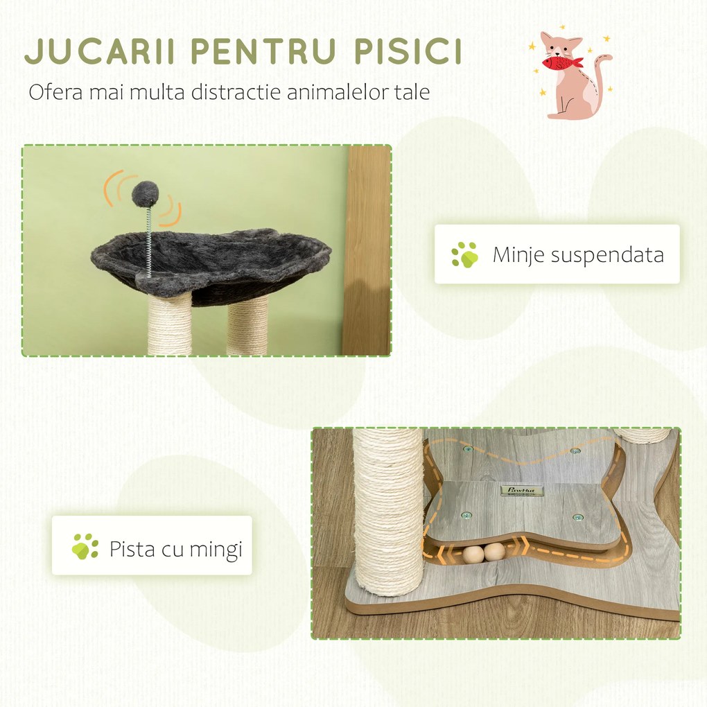 PawHut Turn de Zgâriat pentru Pisici cu Stâlp din Sisal, Design Compact, Ideal pentru Spații Mici | Aosom Romania