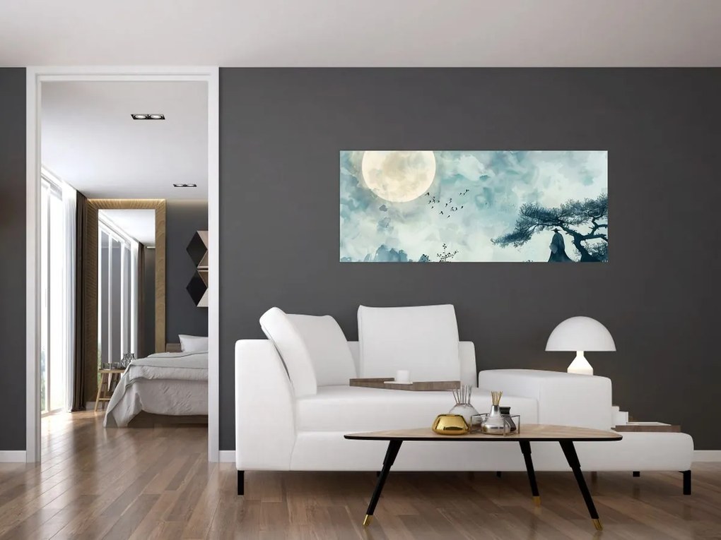 Tablou - Pictură cu lună plină (120x50 cm)