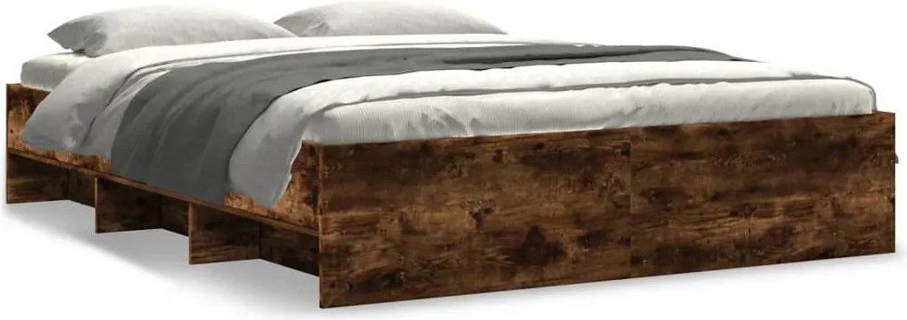 vidaXL Cadru de pat fără saltea Stejar afumat 160x200cm Lemn prelucrat