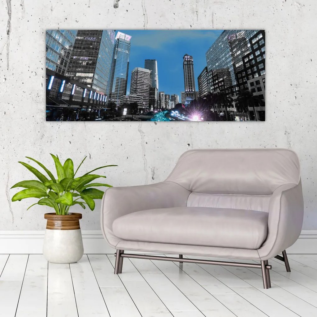 Tablou cu oraș nocturn (120x50 cm)