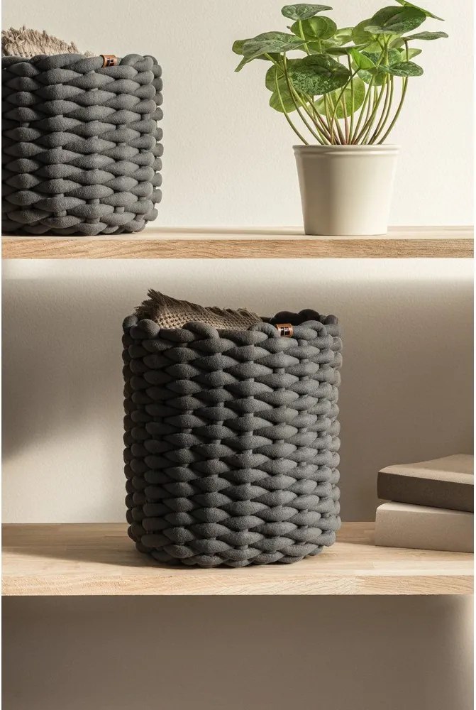 Coș de depozitare din material textil ø 25x25 cm Peach Skin Round M – Bigso