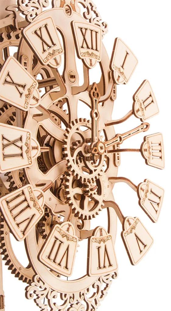 Puzzle 3D mecanic din lemn ceas cu pendul