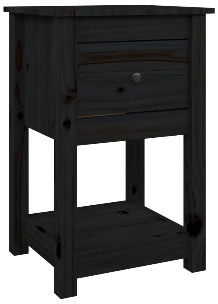 821737 vidaXL Noptieră, negru, 40x35x61,5 cm, lemn masiv de pin