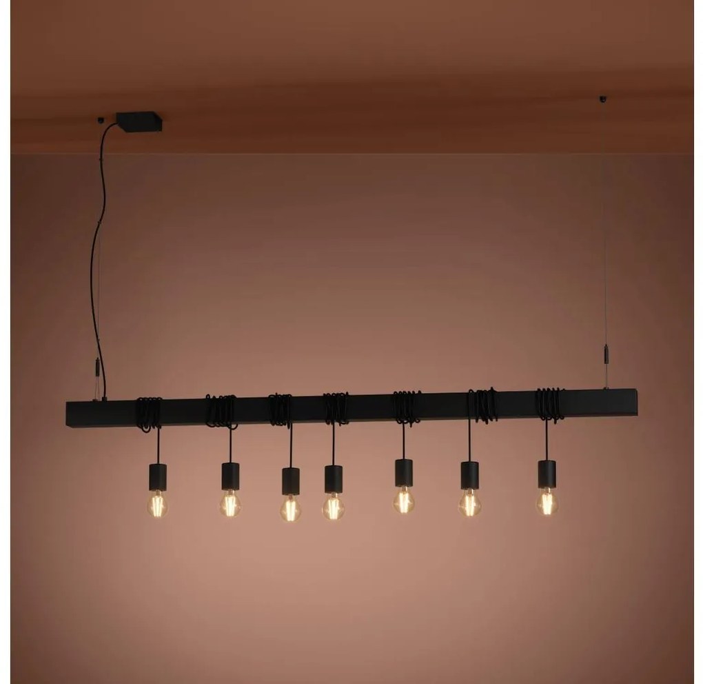 Lustră pe cablu Eglo 39938 TOWNSHEND-B 7xE27/40W/230V negru