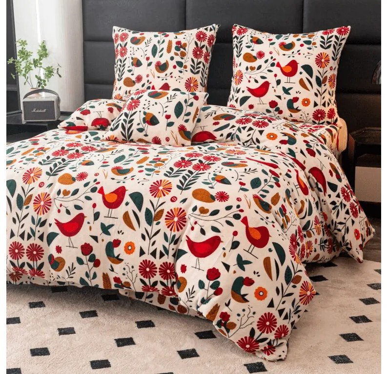 Lenjerie cocolino RETRO BIRD colorata Dimensiune lenjerie de pat: 2 buc 70 x 90 cm | 200 x 220 cm