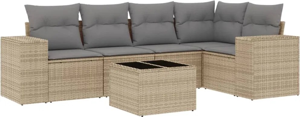 vidaXL Set canapele de grădină cu perne, 6 piese, bej, poliratan