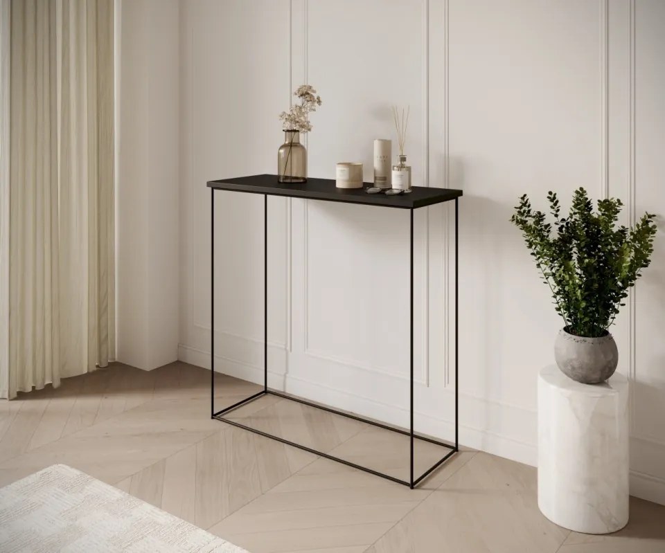 Consolă hol, 30x80 cm Milan, ADRK Furniture (Culoare: Alb / Negru)