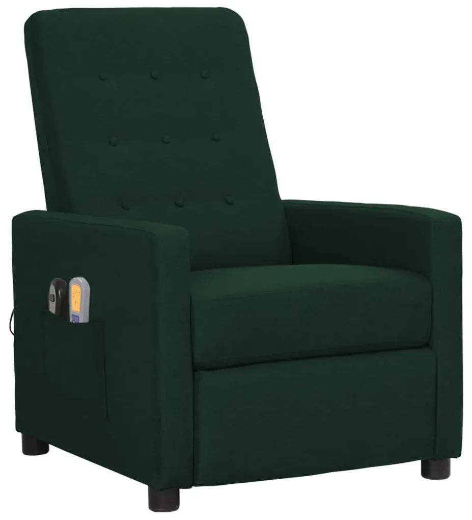 3098715 vidaXL Fotoliu electric de masaj rabatabil, verde închis, textil