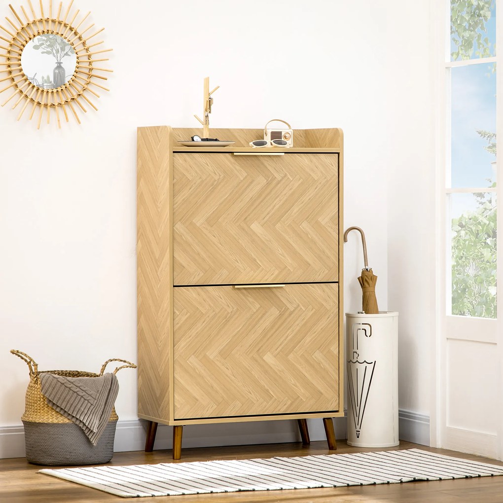 HOMCOM Mobilier pentru pantofi cu 2 uși rabatabile pentru intrare mică living dormitor 70 x 30 x 120 cm | Aosom Romania