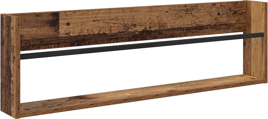 vidaXL Raft pentru reviste Lemn vechi 100 x 12 x 30 cm Lemn compozit