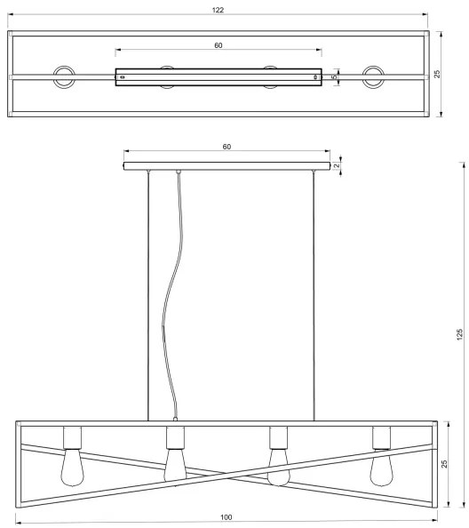 Lustră pe cablu GOTE 4xE27/60W/230V