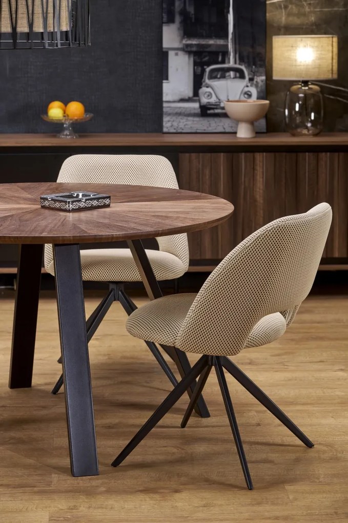 Masa rotunda Danilo nuc/negru ø120/h74 cm