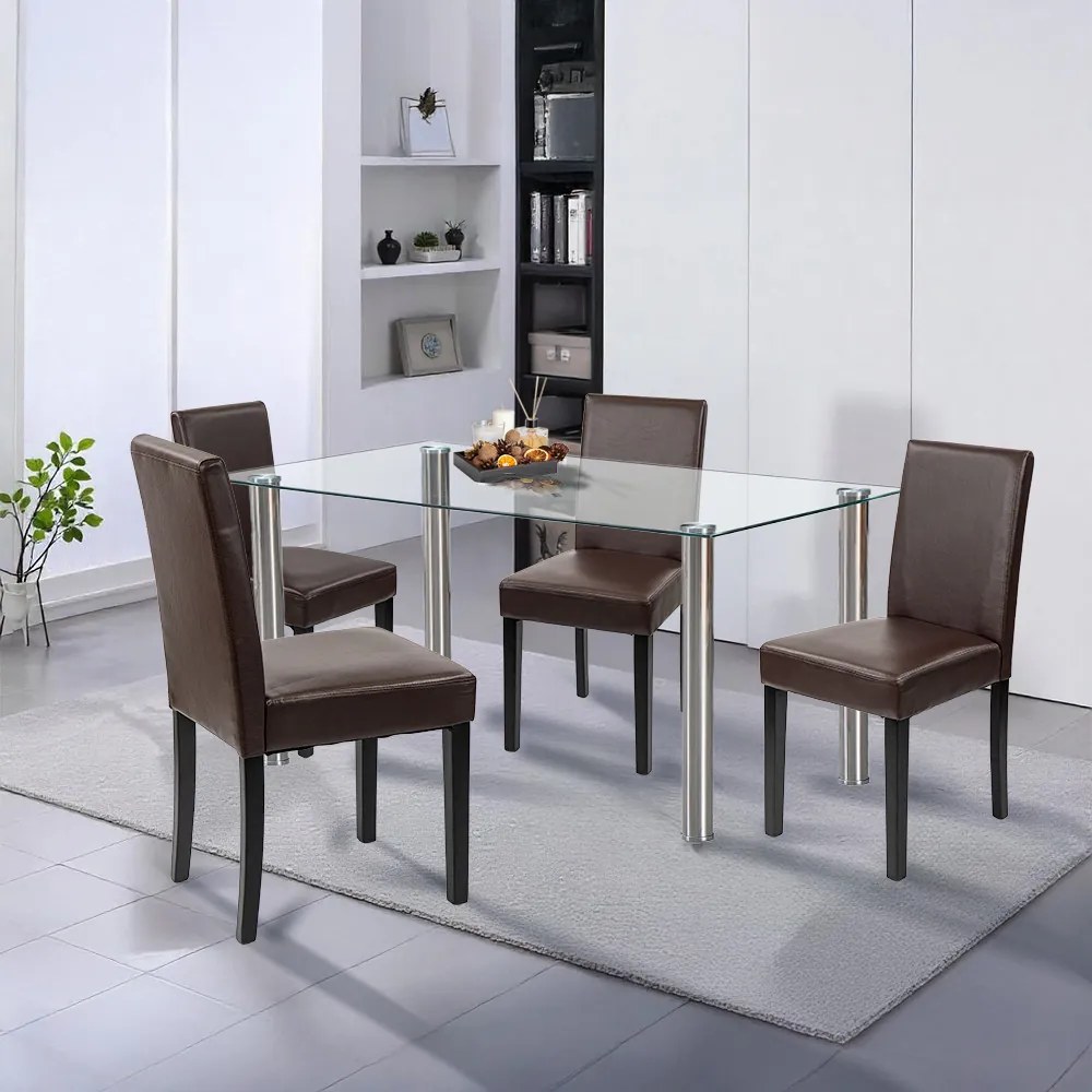 Set de masă Cadiz 4+1 alb-maro