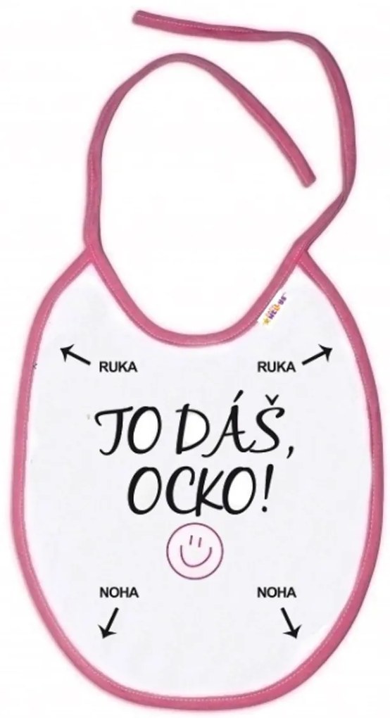 Bavetă impermeabilă Baby Nellys ÎI VEI DĂ, TATICULE! roz