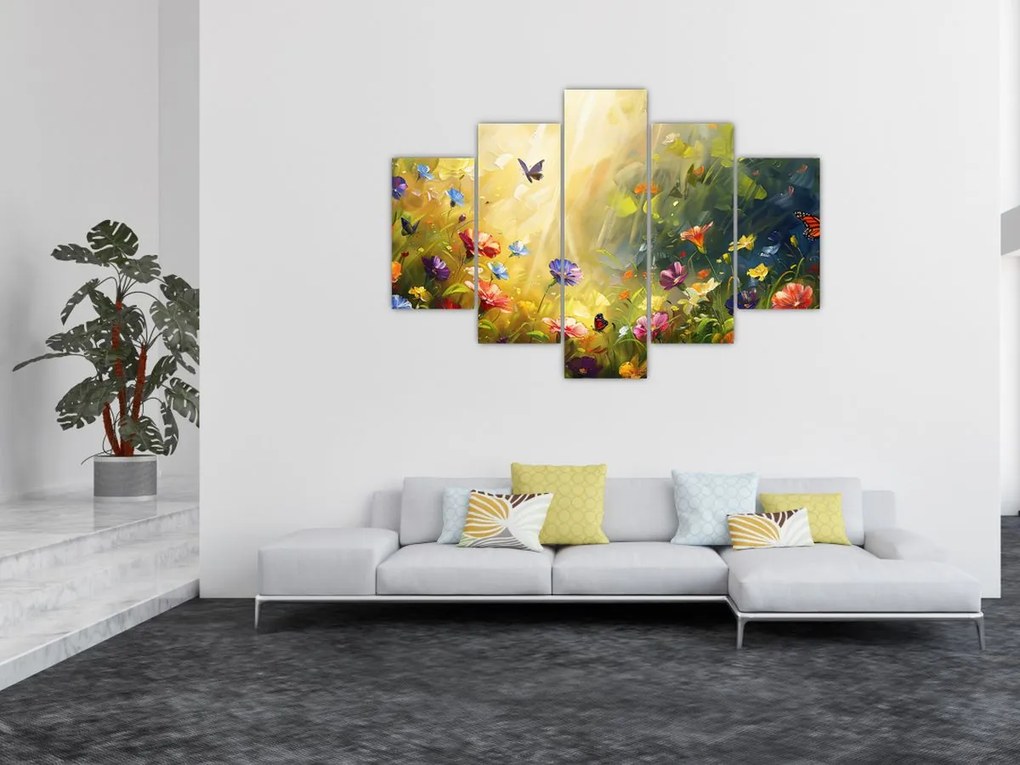 Tablou - Pajiște cu flori de primăvară, pictură (150x105 cm)