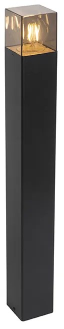 Lampă de exterior cu picior neagră 70 cm IP44 cu sticlă fumuriu - Danemarca