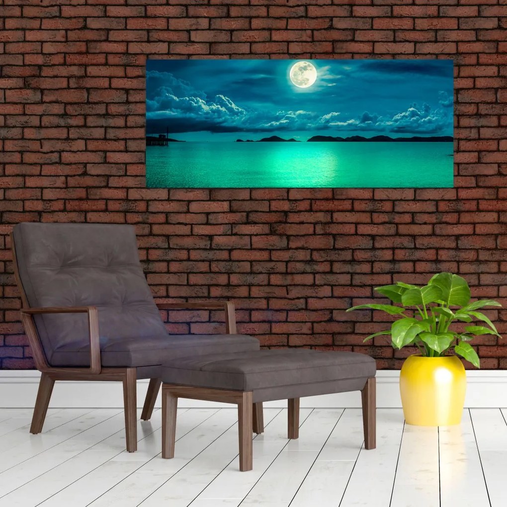 Tablou - Luna plină deasupra apei (120x50 cm)