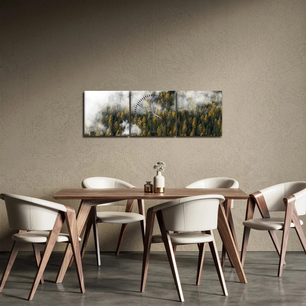 Tablou - Pădure în nori (cu ceas) (90x30 cm)