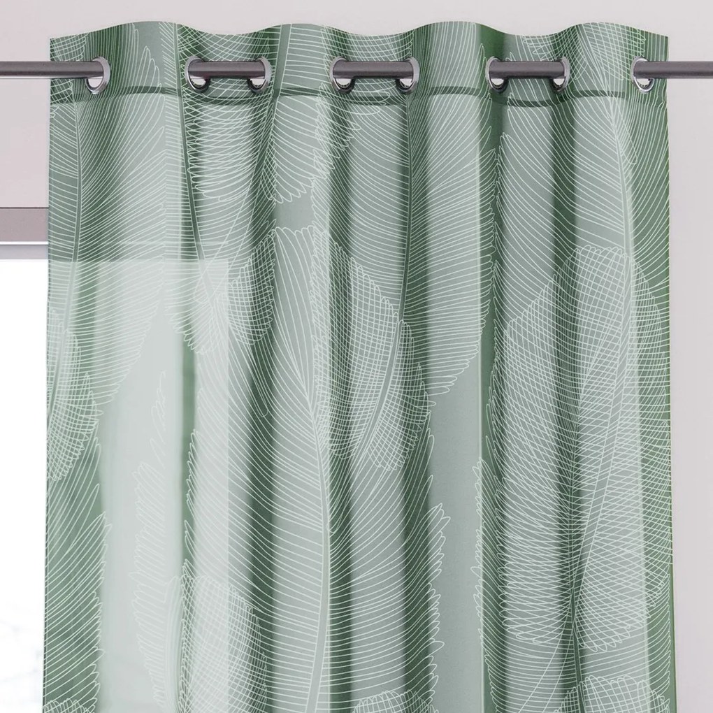 Draperie verde cu imprimeu, PALMA 140x250 cm