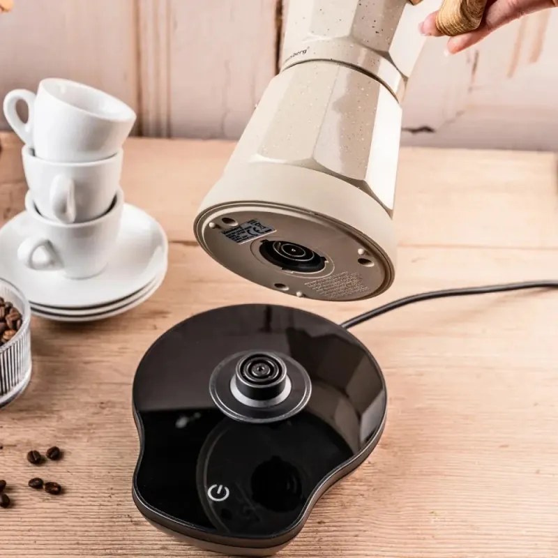 Aparat electric de cafea cubanez Klausberg KB 7999, 500 W, 6 cesti, Element de incalzire incorporat, Supapa de siguranta, Bej