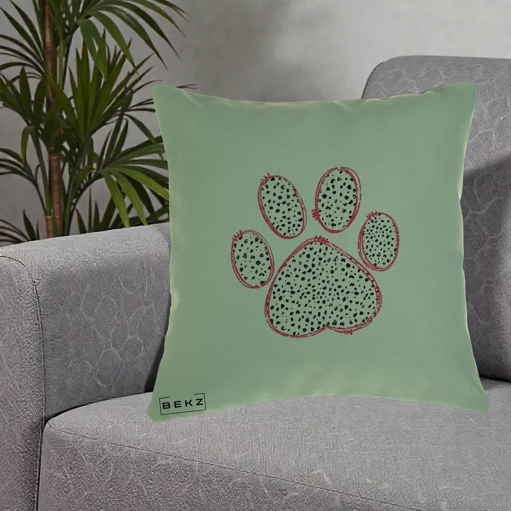 Perna Personalizata Labuta Dalmatian Roz Neon, 40x40 cm, Verde, Husa Detasabila, Perna Inclusa, BEKZ®