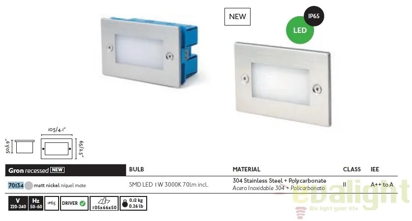 Spot LED incastrabil de exterior cu protectie IP65 GRON 70134