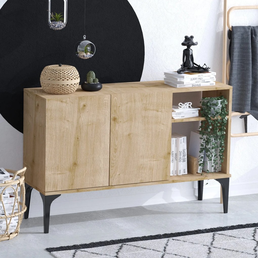 Dulap Octavia (Stejar safir + Negru). 1073171