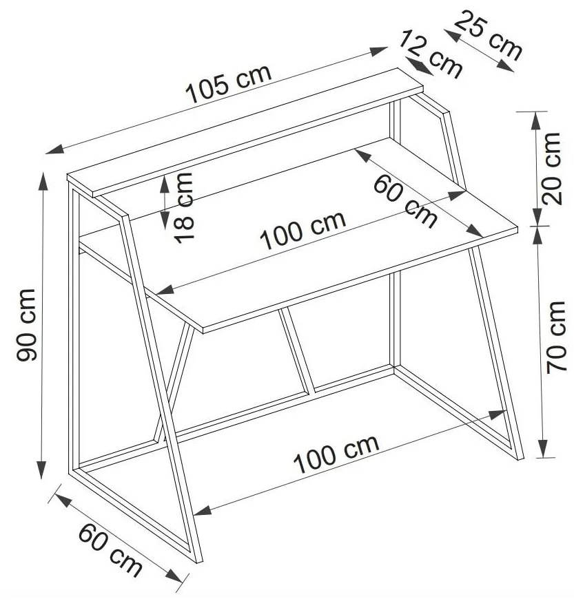 Masă de scris Nidupe 4 (stejar zafir + negru) . 1094946