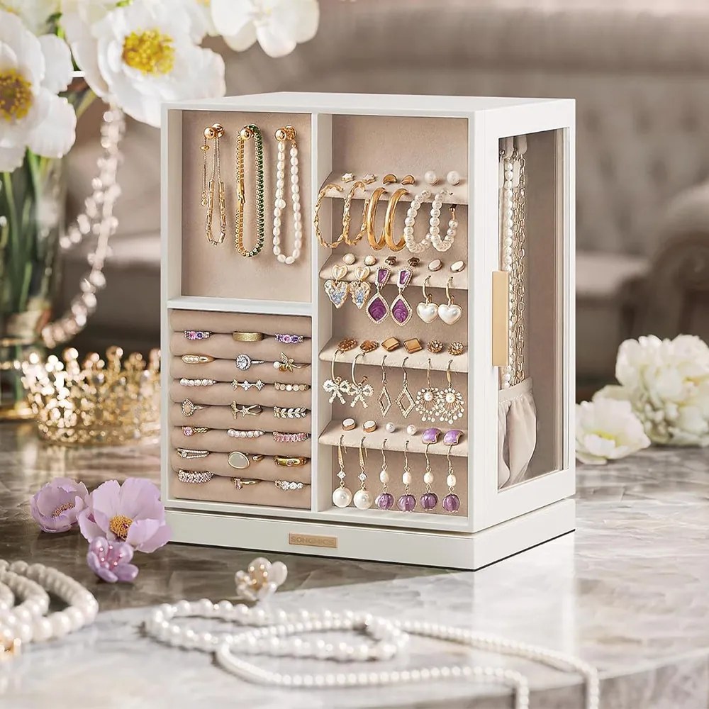 Cutie de bijuterii rotativă 360°