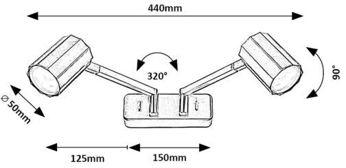 Spot de perete Rabalux 73028 KARTER 2xGU10/5W/230V