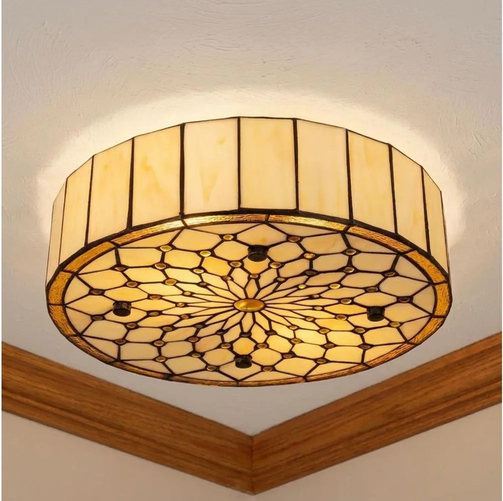 Brilagi - Plafonieră Tiffany din vitralii IVORY, 3xE27/60W/230V, Ø 40 cm