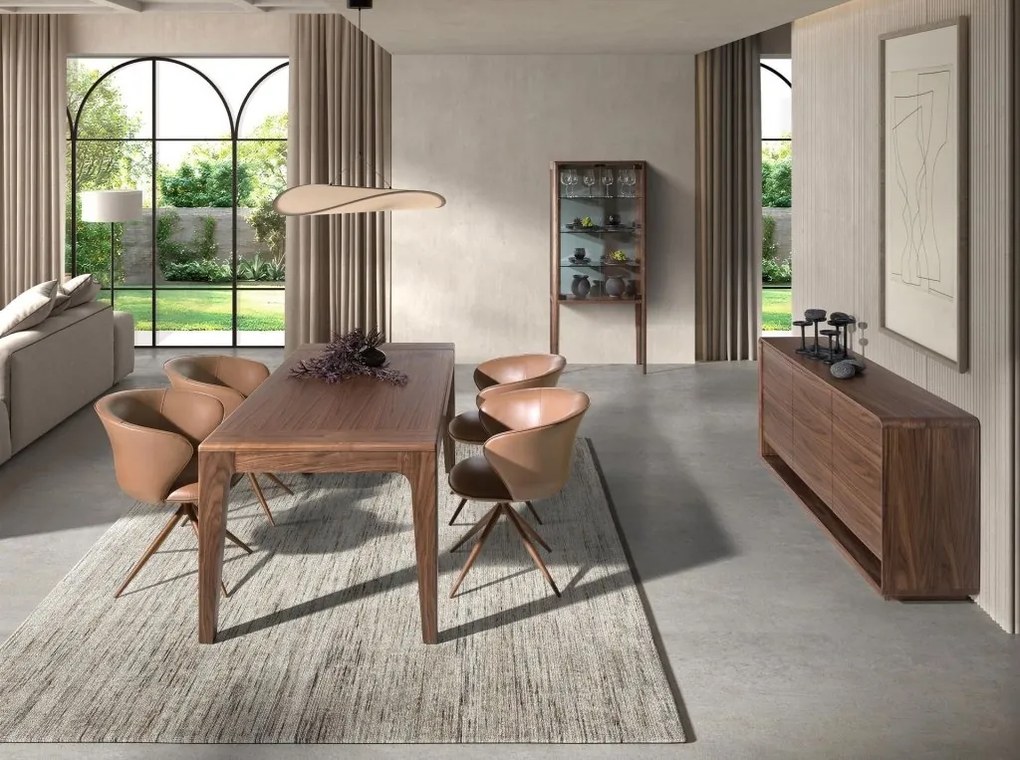 Vitrina design LUX cu iluminat Glass and Walnut