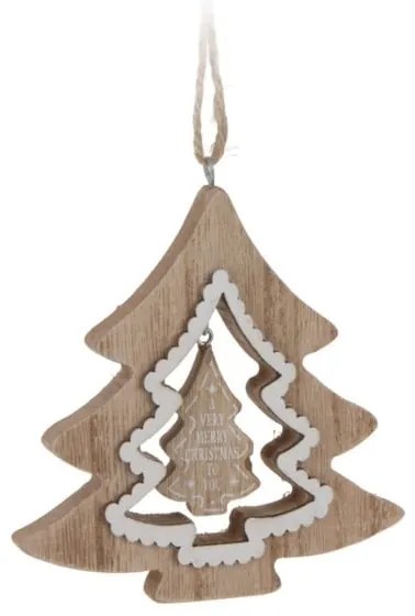 Decoratiune in forma de bradut din lemn 10x11 cm