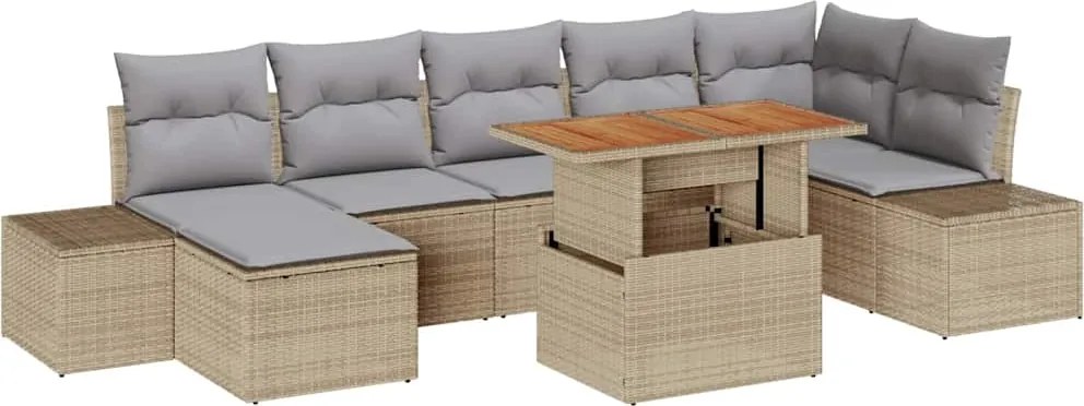 vidaXL Set de canapele pentru grădină 8 pcs Bej Rattan poli