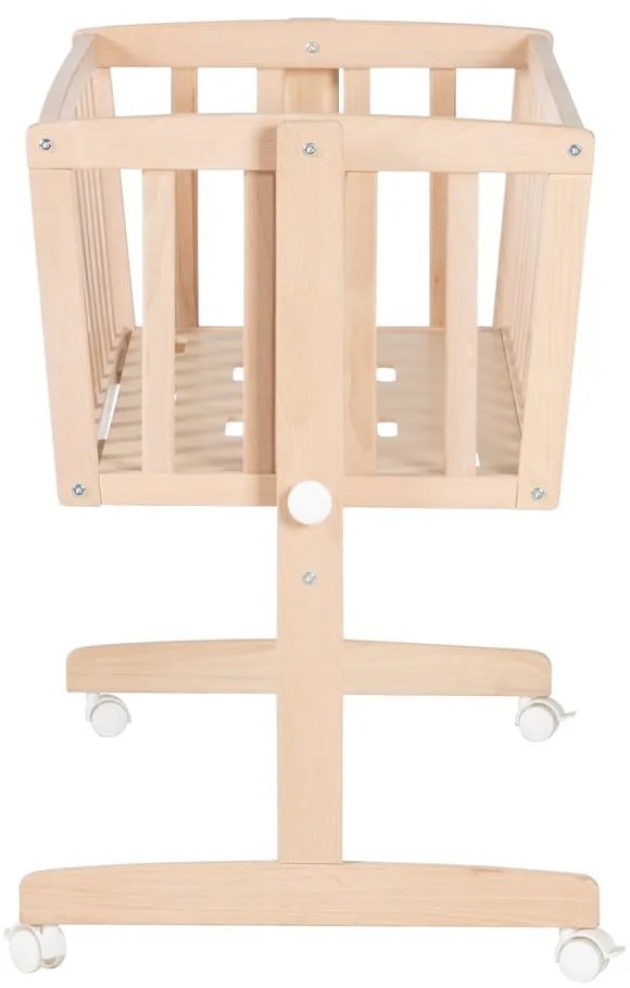 Pătuț leagăn în culoare naturală din lemn de fag cu roți/cu baldachin 40x90 cm Adam and Owl – Roba