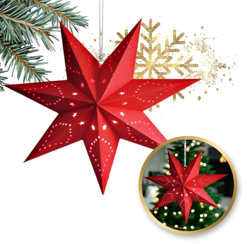 Stea de hartie pentru Craciun cu sapte colturi STARLET 35 cm, rosie