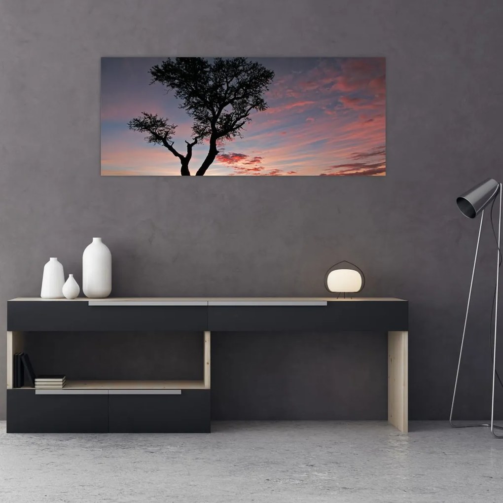 Tablou - Copac și nuanțe roșiatice (120x50 cm)
