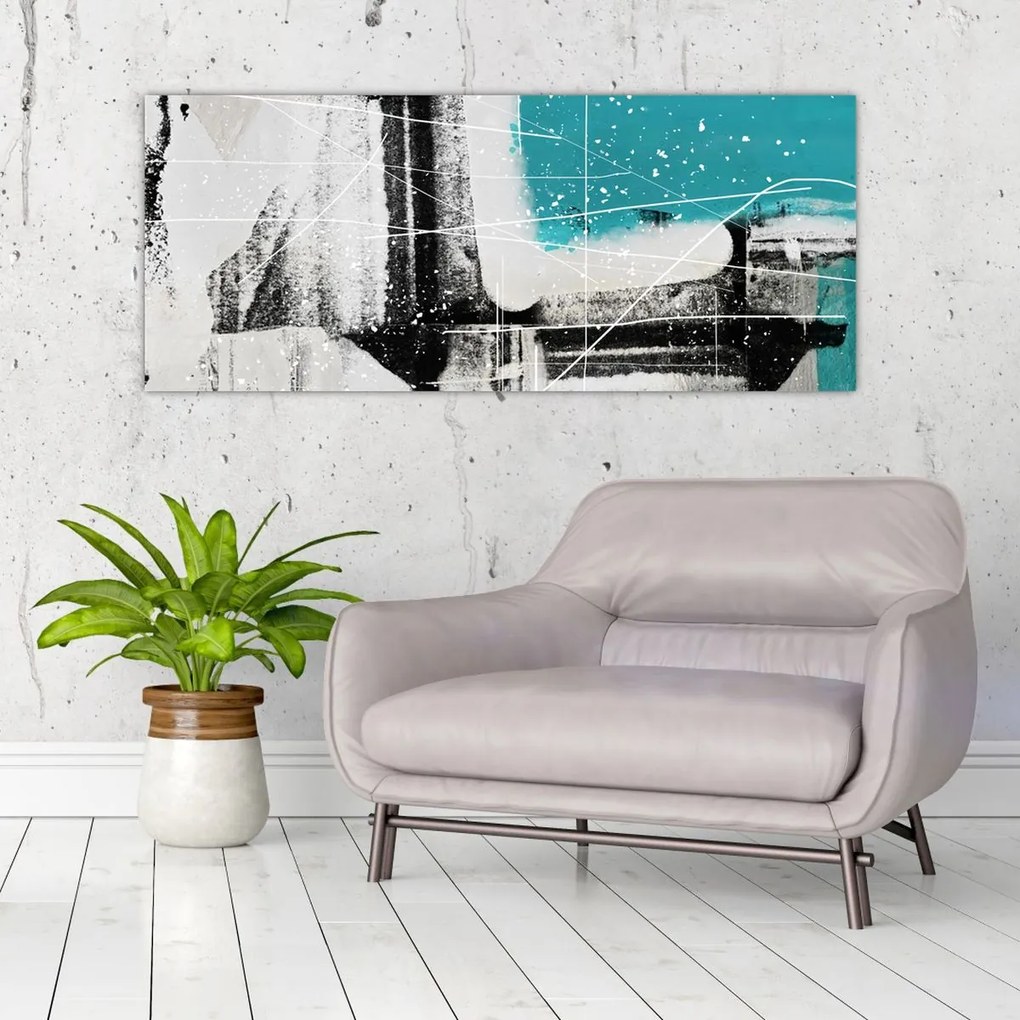 Tablou - Abstract turcoaz (120x50 cm)