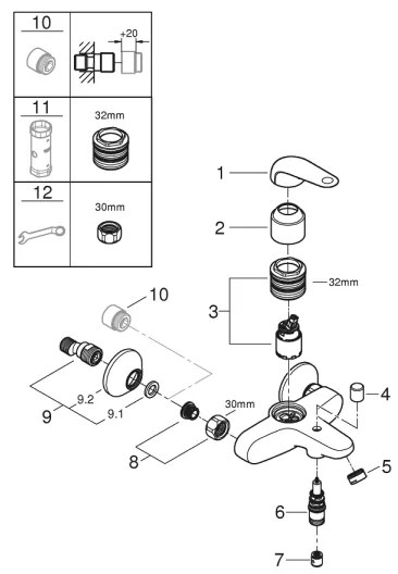 GROHE 24335001 - Baterie pentru cadă, DN 15, crom lucios