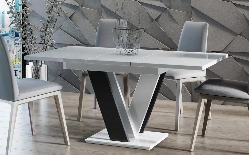 Masă lemn masiv alb Dining extensibilă Quaint Anchor 120/160x80 cm -Negru