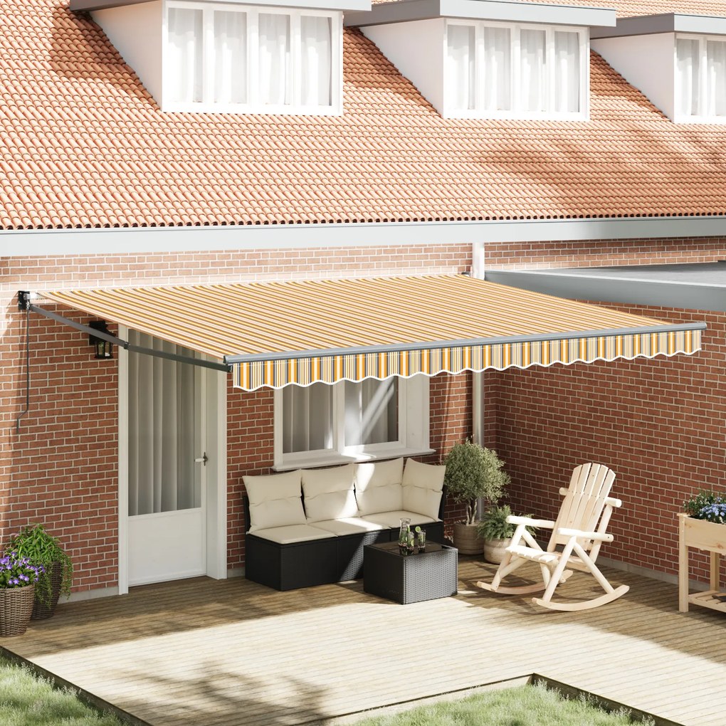 vidaXL Marchiza retractabilă manuală cu dungi multicolore 450x300 cm