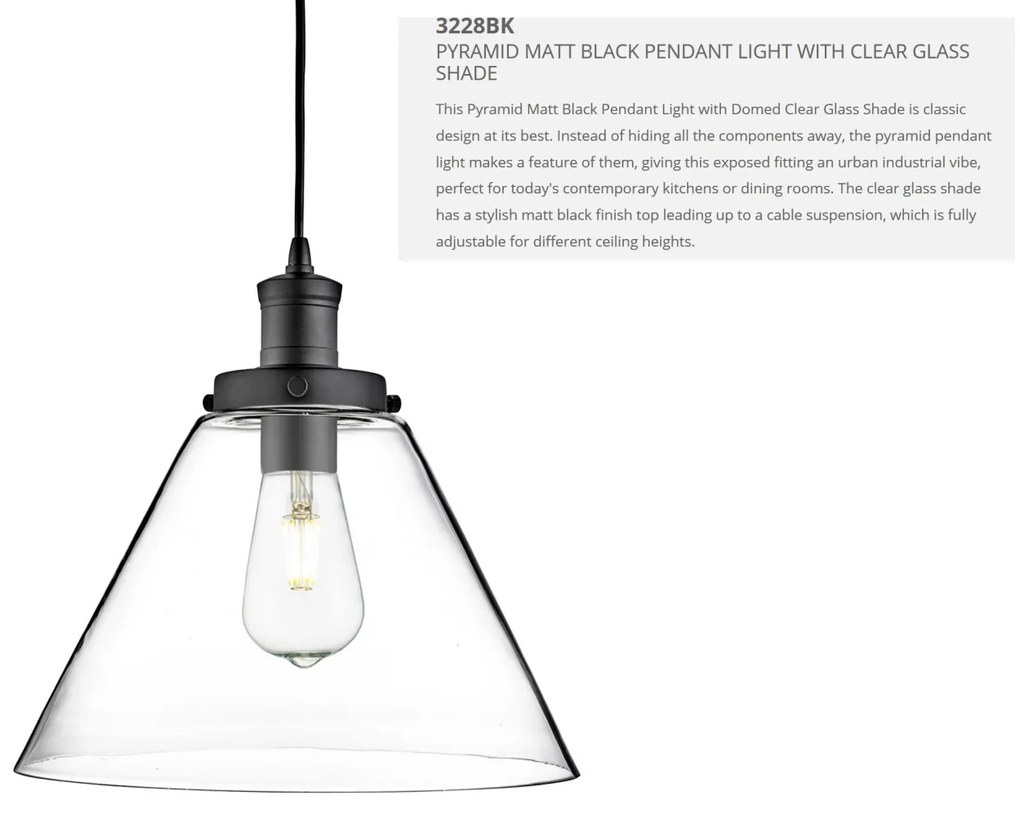 Lustra / Pendul design modern Pyramid negru/clar 3228BK SRT