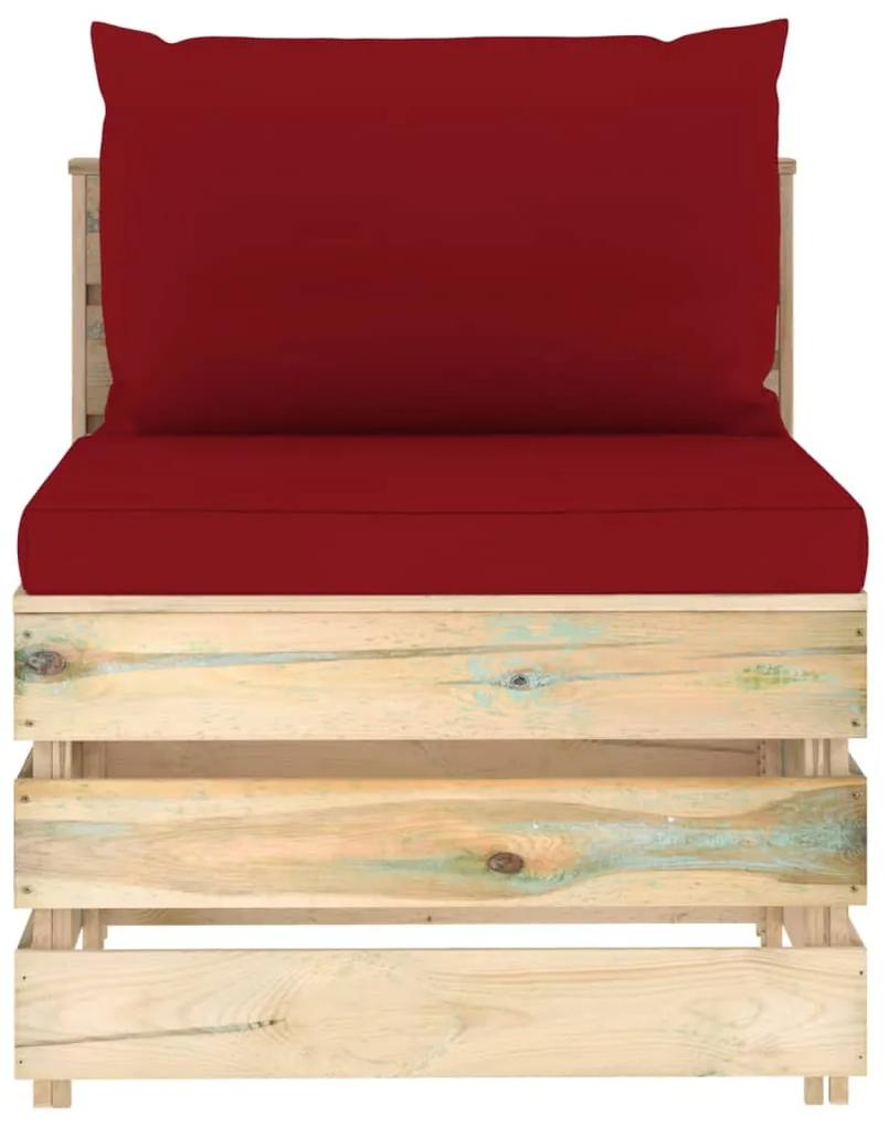 Canapea de mijloc modulara cu perne, lemn verde tratat 1, Vinsko rde  a in rjava, canapea de mijloc
