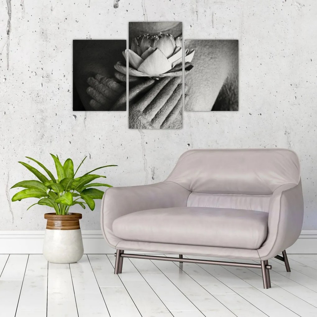 Tablou - Lotus în mâinile lui Buddha (90x60 cm)