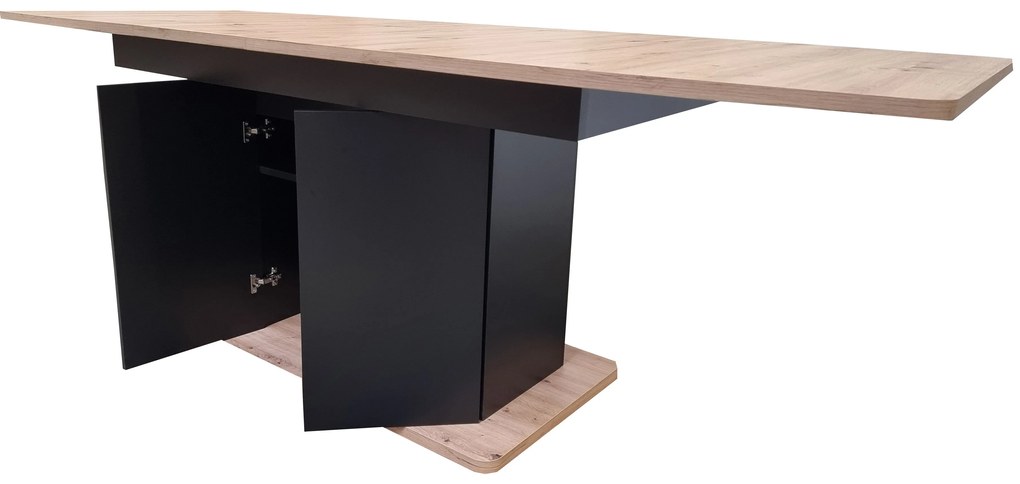 Masă de sufragerie Schultz (Stejar artisan + negru) (pentru 4-8 persoane). 1082838