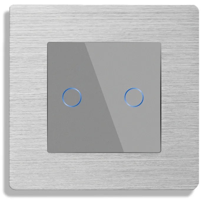 Intrerupator Dublu Cap Scara / Cruce cu Touch din Sticla si Rama de Aluminiu LUXION, Serie A
